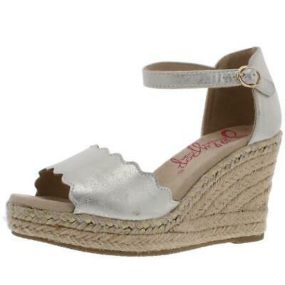 NEW Jellypop Memory Foam Metallic Espadrille Wedge Sandals - Picture 3 of 8
